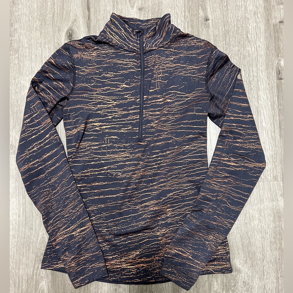 Nike Pro‎ Women’s Copper & Deep Blue/Purple Long Sleeve 1/4 zip, size M